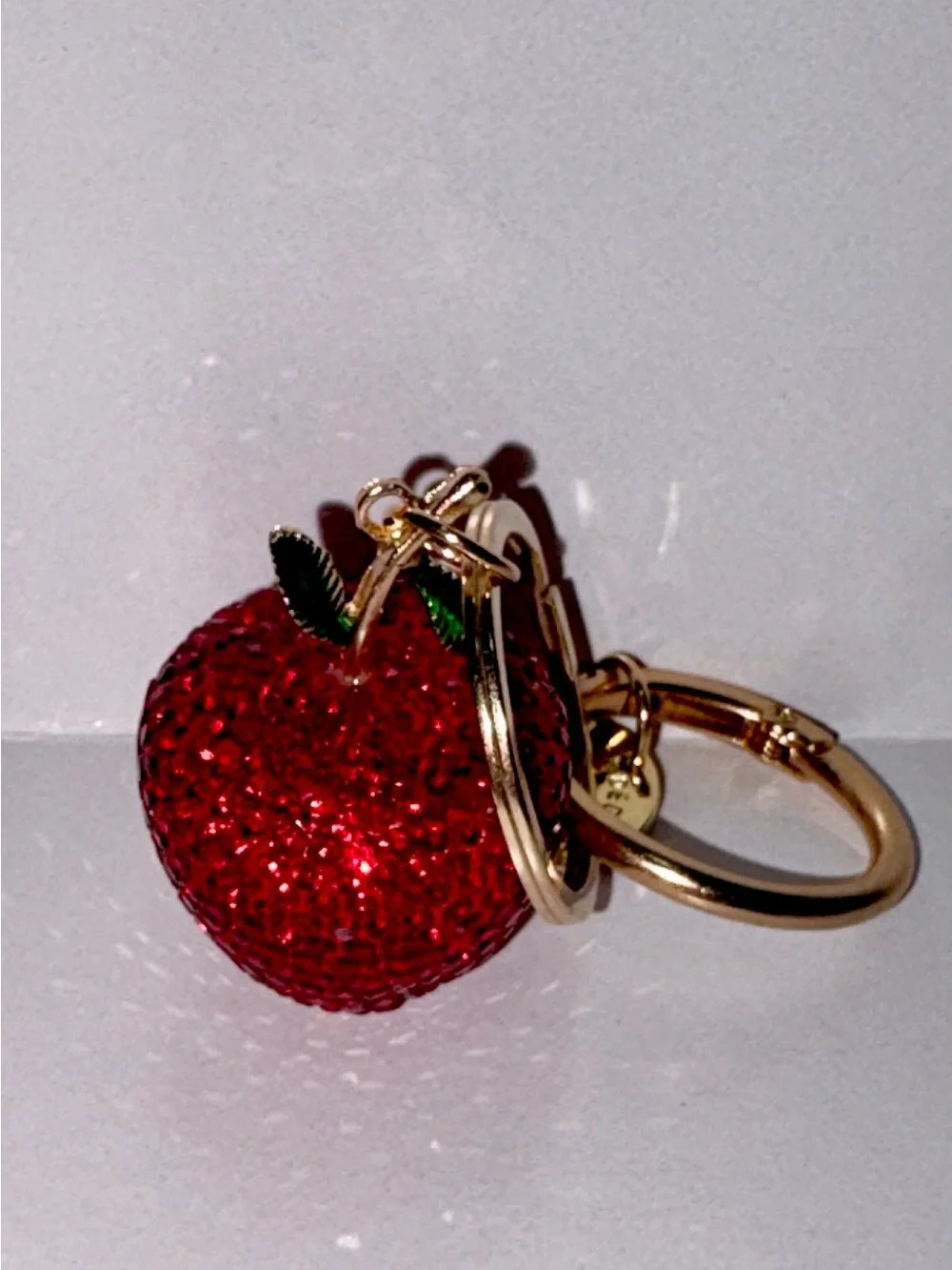 Sparkling Red Apple Keychain with Gold Hardware - Red Delicious!